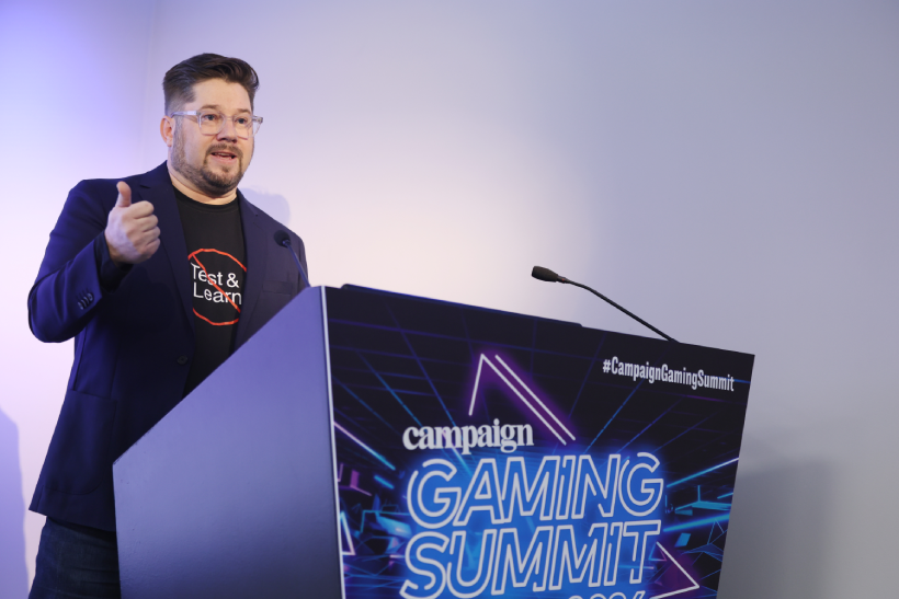 Man presenting on stage