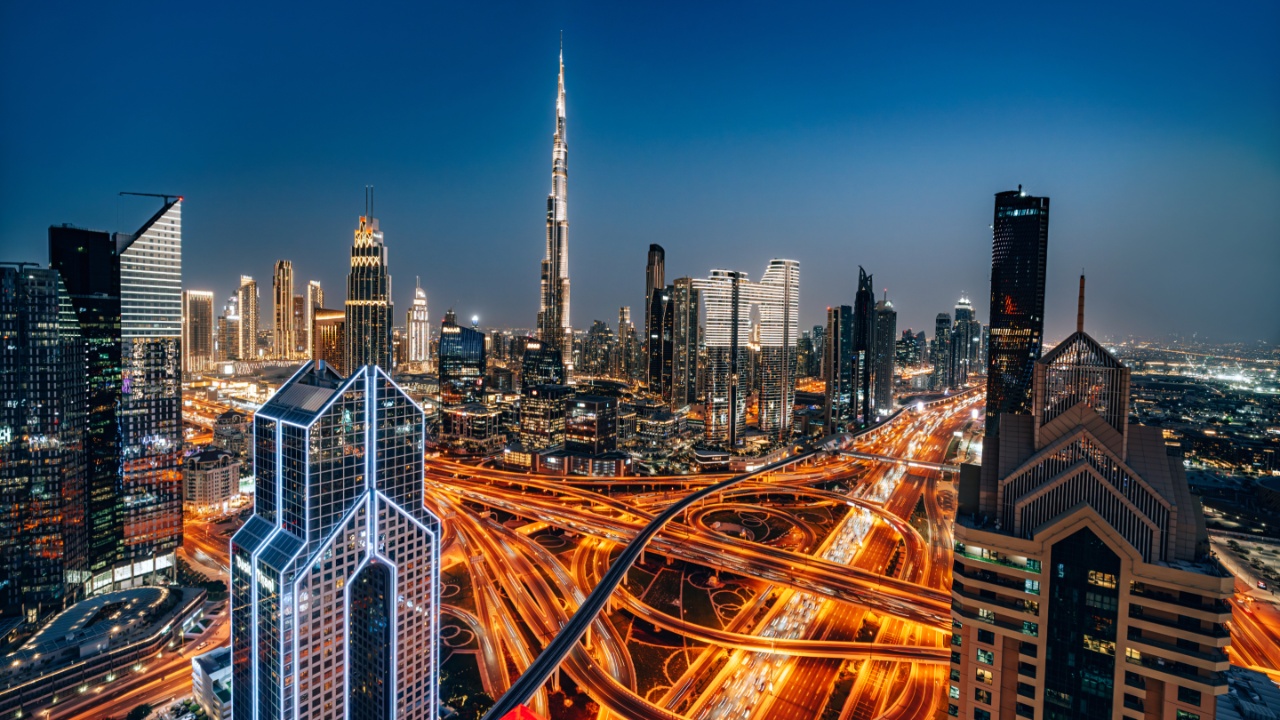 Image of Dubai skyline at night