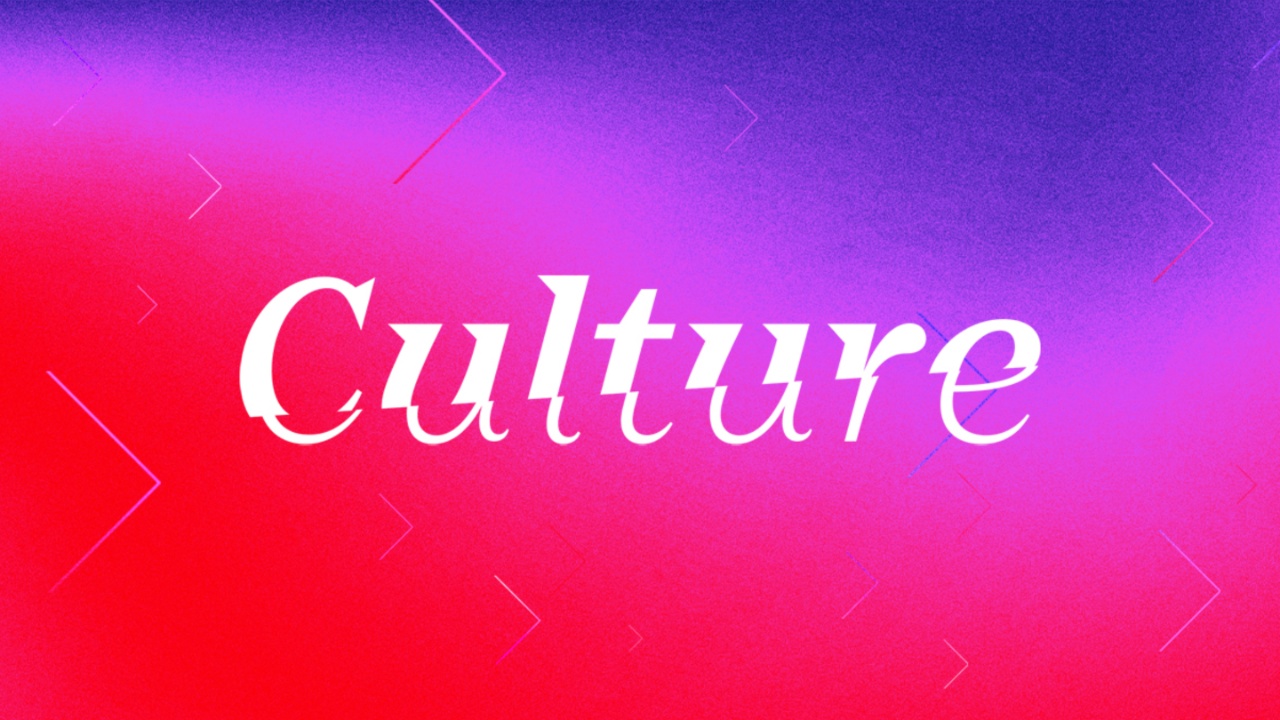 The word culture on a lurid background