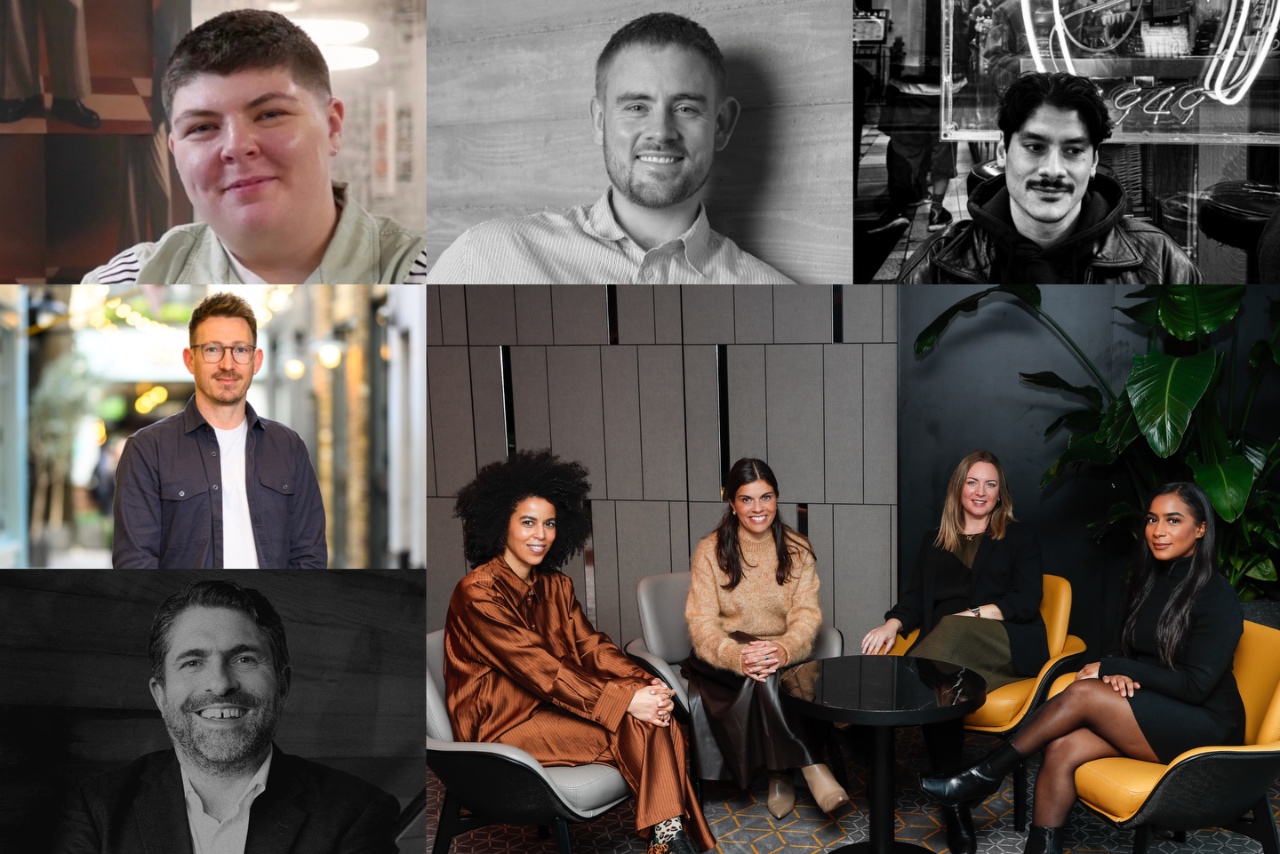 Clockwise from top left: Melo Meacher-Jones, Matthew Linnett, Matteo Alabiso, Janine Hart, Rachel Douglass, Laura Pace, Jess Charles, Phil Brett and Jamie Field