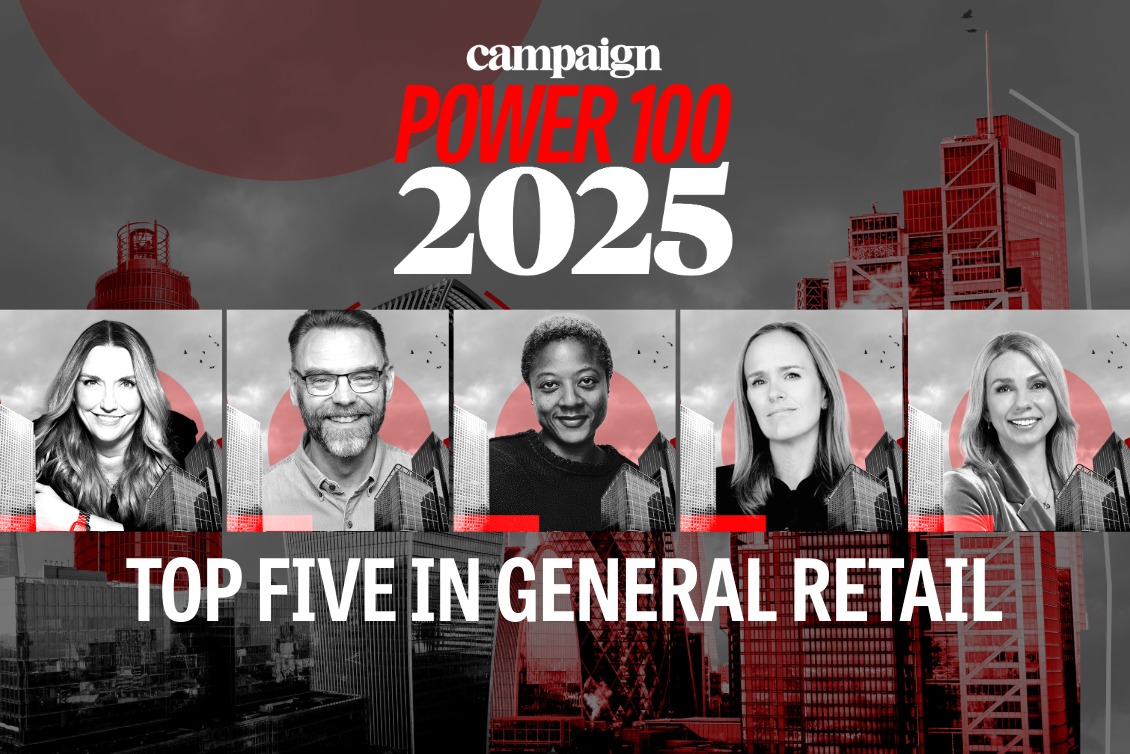 Five headshots of general retail marketers and the words 'Campaign Power 100 2025 top five in general retail"