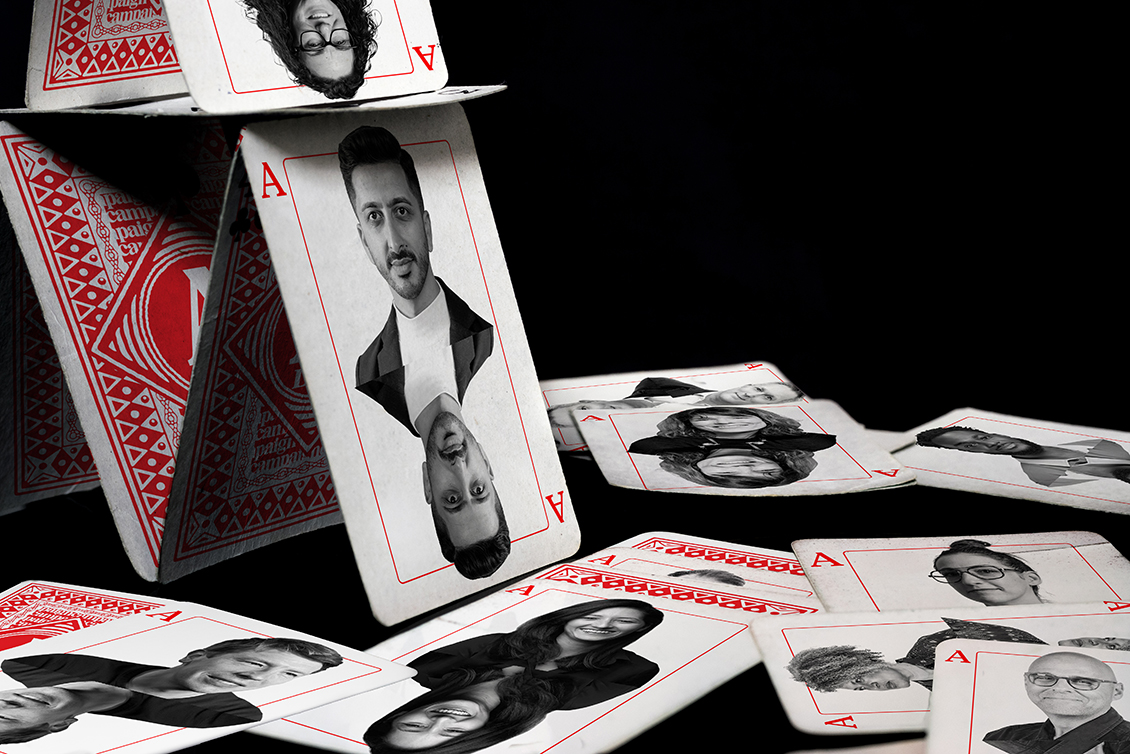 Pack of cards with various faces on them