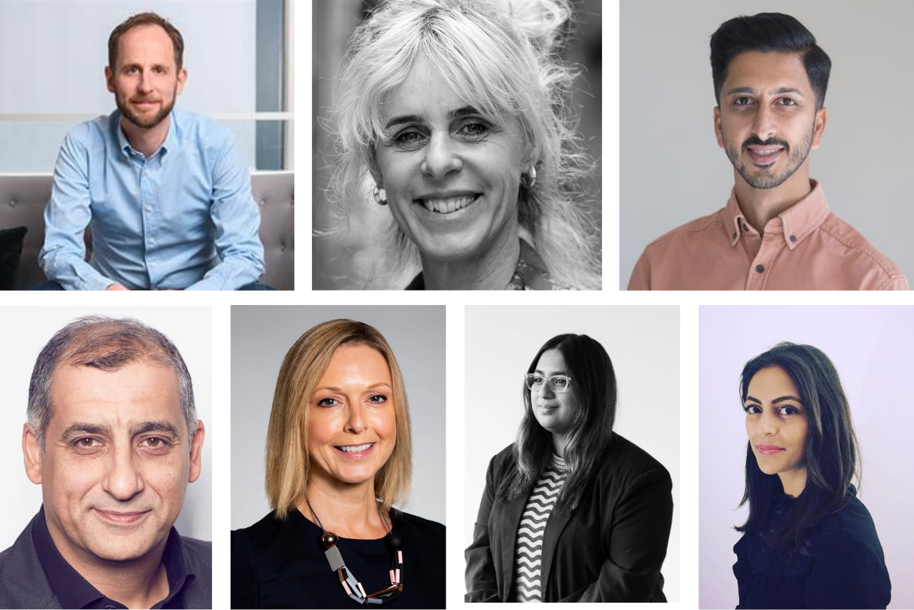 Clockwise from top left: Josh Bullmore, Ali Hanan, Asad Dhunna, Sonia Gilchrist, Lameya Chaudhury, Sharon Lloyd Barnes and Naren Patel