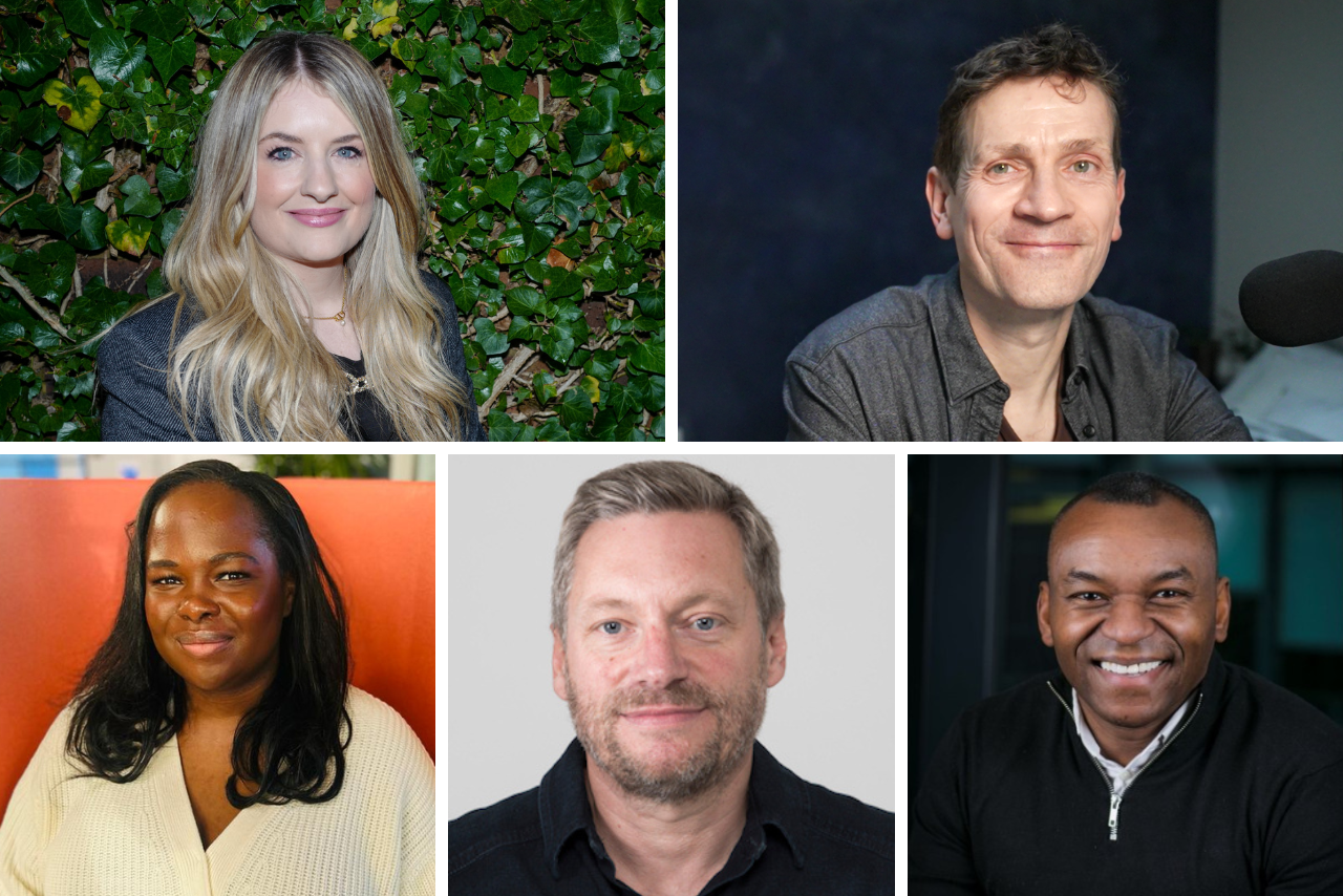 Clockwise from left to right: Catherine Peacock, Bruce Daisley, Enyi Nwosu, Rob Smith and Adele Lewis Bridgeman