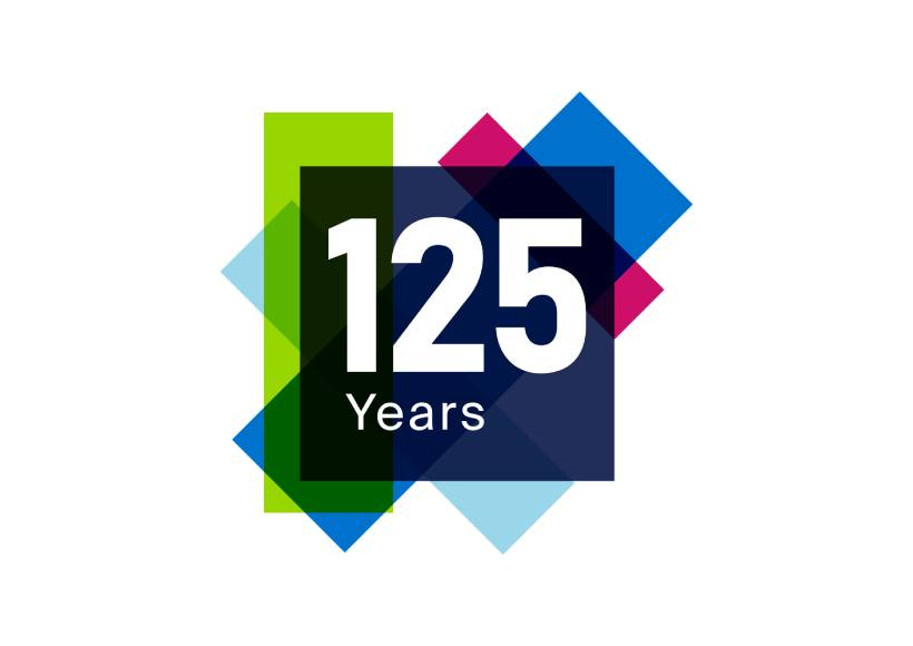 125 years  written on some coloured graphics