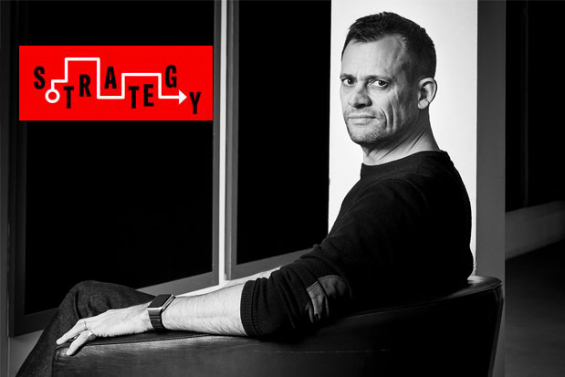 A black and white headshot of Feral's Richard Huntington with the word 'strategy' in a red rectangle